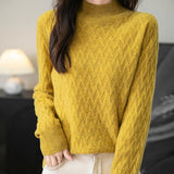 Chanyarn Women's 100% Merino Merino Wool Séter 2025 Otoño Invierno Solid Mock Cuella de manga larga Sweater Jumper