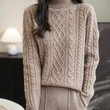 Chanyarn Women's 100% Merino Wool Turtleneck Sweater 2025 Fall Winter Casual Cable Warm Soft Long Sleeve Knit Sweater