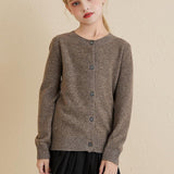Girls 100% Merino Wool Cardigan 2025 Fall Winter Kids Crew Neck Warm Soft Long Sleeve Knit Cardigan Sweater