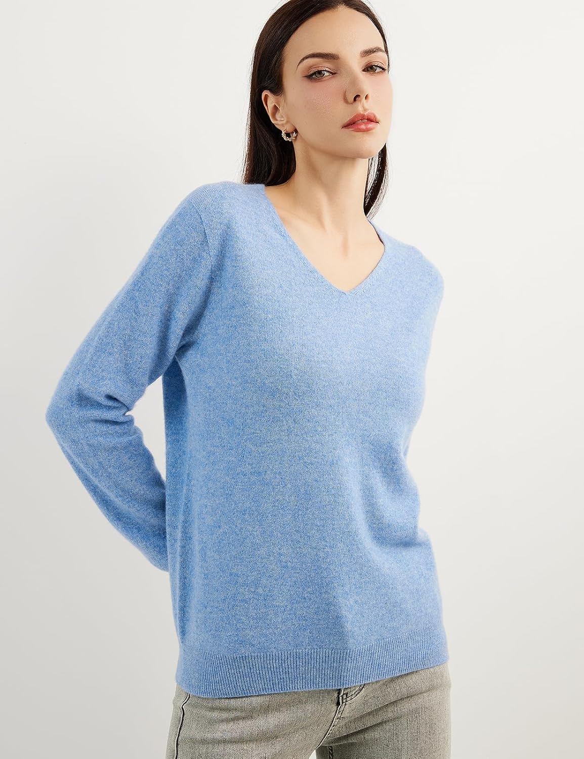 Chanyarn 100% Pure Cashmere Women's Sweater V-Neck Long Sleeve 2025 Fall Winter Warm Soft Knit Pullover