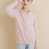 Girls 100% Merino Wool Sweater 2025 Fall Winter Kids Classic V Neck Warm Soft Long Sleeve Knit Pullover Jumper