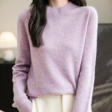 Chanyarn Women's 100% Merino Wool Seamless Sweater Mock Neck First-Line Ready to Wear Long Sleeve Knitted Pullover Tops