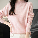 Chanyarn Women's 100% Merino Wool Seamless Sweater Mock Neck First-Line Ready to Wear Long Sleeve Knitted Pullover Tops