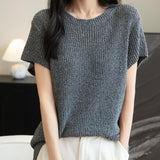 Chanyarn Women's Casual Crewneck Batwing Short Sleeve Sweater 2025 Spring Summer Loose Knitted Pullover Sweater Tops