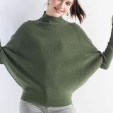 Suéter de malha grande com gola morcego e mistura de lã Merino