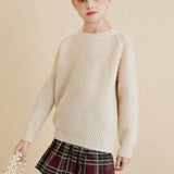 Girls Crew Neck 100% Merino Wool Sweater 2025 Fall Winter Kids Warm Soft Long Sleeve Knitted Pullover Sweater