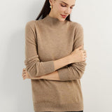 100% Pure Cashmere Women's Sweater Mock Neck Long Sleeve Warm Soft 2025 Fall Winter Knit Pullover