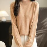 Chanyarn Women's 100% Merino Wool Seamless Sweater Mock Neck First-Line Ready to Wear Long Sleeve Knitted Pullover Tops