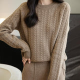 Chanyarn Women's Crew Neck 100% Merino Wool Sweater 2025 Otoño Invierno Cable Vintage Capas de manga larga cálida