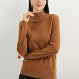 100% Pure Cashmere Women's Sweater Mock Neck Long Sleeve Warm Soft 2025 Fall Winter Knit Pullover