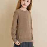 Chanyarn Girls 100% Merino Wool Sweater 2025 Fall Winter Kids Solid Crew Neck Warm Soft Long Sleeve Knit Pullover Jumper