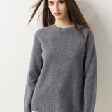 Pull à col rond sans couture 100 % laine mérinos