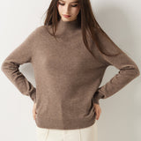 30% Cashmere 70% Merino Wool Seamless Mock Neck Sweater