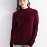 Chanyarn Women's 100% Cashmere Sweater Luxury Hairy Warm Top Mock Neck 2025 Fall Winter Long Sleeve Soft Knit Pullover