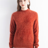 Chanyarn Women's 100% Cashmere Sweater Luxury Hairy Warm Top Mock Neck 2025 Fall Winter Long Sleeve Soft Knit Pullover