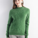 Chanyarn Women's 100% Cashmere Sweater Luxury Hairy Warm Top Mock Neck 2025 Fall Winter Long Sleeve Soft Knit Pullover