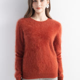 Chanyarn Women's 100% Cashmere Sweater Luxury Hairy Warm Tops Crewneck 2025 Fall Winter Long Sleeve Soft Knit Pullover