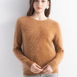 Chanyarn Women's 100% Cashmere Sweater Luxury Hairy Warm Tops Crewneck 2025 Fall Winter Long Sleeve Soft Knit Pullover