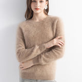 Chanyarn Women's 100% Cashmere Sweater Luxury Hairy Warm Tops Crewneck 2025 Fall Winter Long Sleeve Soft Knit Pullover