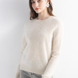 Chanyarn Women's 100% Cashmere Sweater Luxury Hairy Warm Tops Crewneck 2025 Fall Winter Long Sleeve Soft Knit Pullover