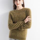 Chanyarn Women's 100% Cashmere Sweater Luxury Hairy Warm Tops Crewneck 2025 Fall Winter Long Sleeve Soft Knit Pullover
