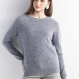 Chanyarn Women's 100% Cashmere Sweater Luxury Hairy Warm Tops Crewneck 2025 Fall Winter Long Sleeve Soft Knit Pullover
