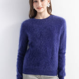 Chanyarn Women's 100% Cashmere Sweater Luxury Hairy Warm Tops Crewneck 2025 Fall Winter Long Sleeve Soft Knit Pullover