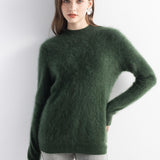 Chanyarn Women's 100% Cashmere Sweater Luxury Hairy Warm Top Mock Neck 2025 Fall Winter Long Sleeve Soft Knit Pullover