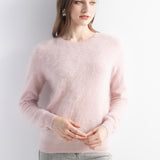 Chanyarn Women's 100% Cashmere Sweater Luxury Hairy Warm Tops Crewneck 2025 Fall Winter Long Sleeve Soft Knit Pullover