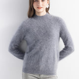 Chanyarn Women's 100% Cashmere Sweater Luxury Hairy Warm Top Mock Neck 2025 Fall Winter Long Sleeve Soft Knit Pullover