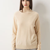 30% Cashmere 70% Merino Wool Seamless Mock Neck Sweater