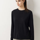 100% Merino Wool Crewneck Long Sleeve Knit Top