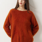 Suéter sem costura 100% lã Merino com gola redonda