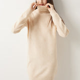 100% Merino Wool Turtleneck Knit Sweater Dress