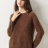 Suéter sem costura 100% lã Merino com gola redonda