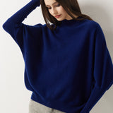 100% Merino Wool Mock Neck Batwing Sweater