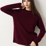 Pull à col rond sans couture 100 % laine mérinos
