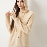 Maglione con cappuccio 30% cashmere 70% lana merino