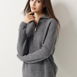 Maglione con zip e collo a lupetto in 100% lana merino