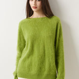 Suéter sem costura 100% lã Merino com gola redonda