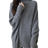 Chanyarn Women's Turtleneck 100% Merino Wool Oversized Sweater 2024 Fall Winter Batwing Long Sleeve Knitted Sweater