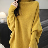 Chanyarn Women's Turtleneck 100% Merino Wool Oversized Sweater 2024 Fall Winter Batwing Long Sleeve Knitted Sweater