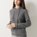 Maglione con cappuccio 30% cashmere 70% lana merino