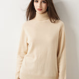 30% Cashmere 70% Merino Wool Seamless Turtleneck Sweater
