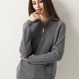 Maglione con zip e collo a lupetto in 100% lana merino