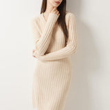 Vestido suéter 100% lã Merino com decote em V