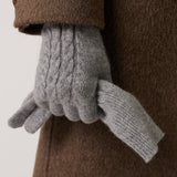 100% Pure Cashmere Gloves Winter Knit Cable Gloves