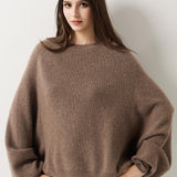 30% Cashmere 70% Merino Wool Batwing Sleeves Crew Neck Sweater