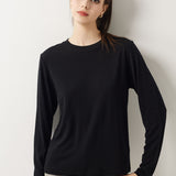 100% Merino Wool Crewneck Long Sleeve Knit Top