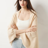 100% Merino Wool Knit Wrap Shawl with Sleeves